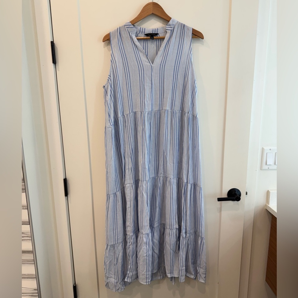 Banana Republic Light Blue Striped Maxi Dress